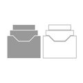 Documents archieve or drawer icon. Grey set .