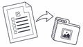 Documents with arrow, file transfer, document flow, data sharing, icon vector design Generative AI