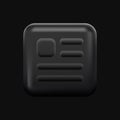 Documents Black 3D Icon. Word App Button