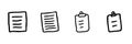 Documents And Clipboard Line Icon Set In Doodle Style. Office Organization, Task Management, And Note Taking Outline Royalty Free Stock Photo