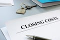 Documents for closing costs and key Royalty Free Stock Photo