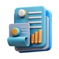 Documents copies, papers stack 3D. Modern information icon in 3D style. Data, report, page symbol design aesthetics. 3D vector