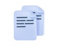 Documents copies, papers stack 3D. Modern information icon in 3D style. Data, report, page symbol design aesthetics. 3D