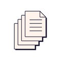 Documents copies, papers stack. Old retro information icon in 90s style. Data, report, page symbol, nostalgic 00s design Royalty Free Stock Photo