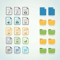 Documents, depicted in various colors: gray, blue, teal, orange, Royalty Free Stock Photo