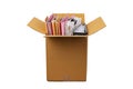 The documents and files are placed in a brown box Royalty Free Stock Photo