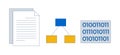 Documents, flowchart and binary code 2D cartoon objects set Royalty Free Stock Photo