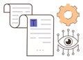 Digital Text Analysis and Automation Concept with Gear and Eye Elements Royalty Free Stock Photo