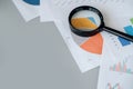 Documents with graphs and diagrams, financial report concept Royalty Free Stock Photo