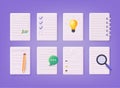 Documents icon set. Set includes icons as report, wish list, cv resume, paper clipboard, task list. 3D Web Vector Illustrations