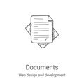 documents icon vector from web design and development collection. Thin line documents outline icon vector illustration. Linear Royalty Free Stock Photo