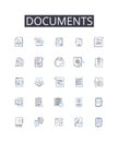 Documents line icons collection. Files, Papers, Records, Forms, Certificates, Archives, Agreements vector and linear