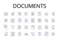 Documents line icons collection. Files, Papers, Records, Forms, Certificates, Archives, Agreements vector and linear