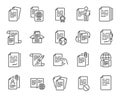 Documents line icons. Copy files, Contract agreement, Passport. Certificate doc. Vector Royalty Free Stock Photo