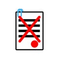 Documents reject icon sign. Office symbol. contract sheet with r
