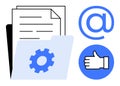 Documents, Settings Folder, Email Symbol, and Thumbs-Up Indicating Digital Communication Royalty Free Stock Photo