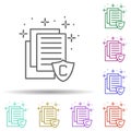 Documents shield copywriting multi color icon. Simple thin line, outline vector of copywriting icons for ui and ux, website or