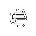 Documents shield pencil icon. Element of copywriting icon