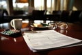 Documents on the table ready for signature. AI Generated