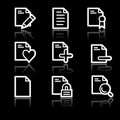 Documents white contour web icons set 2