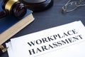 Documents about Workplace harassment in a court. Royalty Free Stock Photo