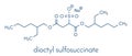 Docusate sodium dioctyl sodium sulfosuccinate stool softener drug molecule laxative. Skeletal formula.