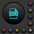 DOCX file format dark push buttons with color icons