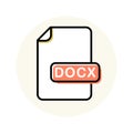 DOCX file format, extension color line icon