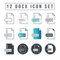 DOCX File Format Icon Set. 12 DOCX icon set