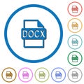 DOCX file format icons with shadows and outlines