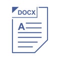 DOCX file icon, cartoon style