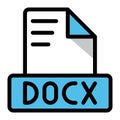 Docx file icon colorful style design. document format text file icons, Extension, type data, vector illustration