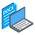 Docx file icon, isometric style