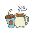 Doddle Coffee and tea vector Illustration.