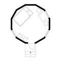 Dodecagon house. Plan of original garden house from one room Royalty Free Stock Photo