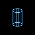 dodecagonal prism icon in neon style. One of geometric figure collection icon can be used for UI, UX