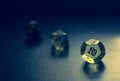 Dodecahedron dice with blue and yellow mood