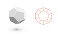 Dodecahedron is a geometric figure. Hipster Fashion minimalist design. Film solid bodies. dodecahedron flat design