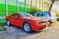 Dodge Challenger pony muscle car two doors parked Royalty Free Stock Photo