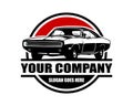 1970 dodge charger car logo. best for badge, emblem, icon and car industry. isolated red background view from side