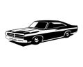 dodge charger car silhouette isolated white background showing from side. Royalty Free Stock Photo