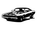 dodge charger car silhouette isolated white background showing from side. Royalty Free Stock Photo