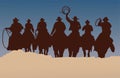 Dodge city with some cowboy silhouettes Royalty Free Stock Photo