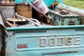 Dodge pickup truck tailgate old weathered junk faded