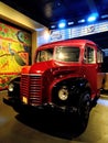 Dodge Retro vintage school bus show in museum.