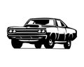 1969 dodge super bee car vintage logo. silhouette design vector illustration. isolated white background view from side.