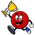 Dodgeball Mascot Running with Trophy