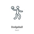 Dodgeball outline vector icon. Thin line black dodgeball icon, flat vector simple element illustration from editable sport concept Royalty Free Stock Photo