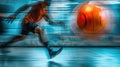 A dodgeball player dodging a fast-moving ball, with the excitement and movement of the game captured in the blurred