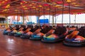 Dodgems or bumper cars lined up at the fairground